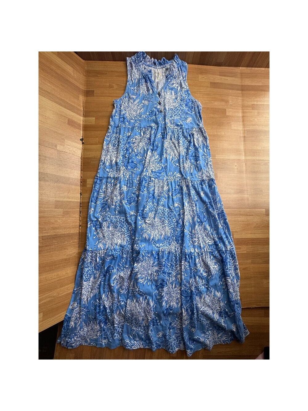 Lilly Pulitzer Malone Maxi Dress, Boca Blue Croc It and Lock It" size 8/10
